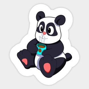 Panda with Cup of Coffee Sticker